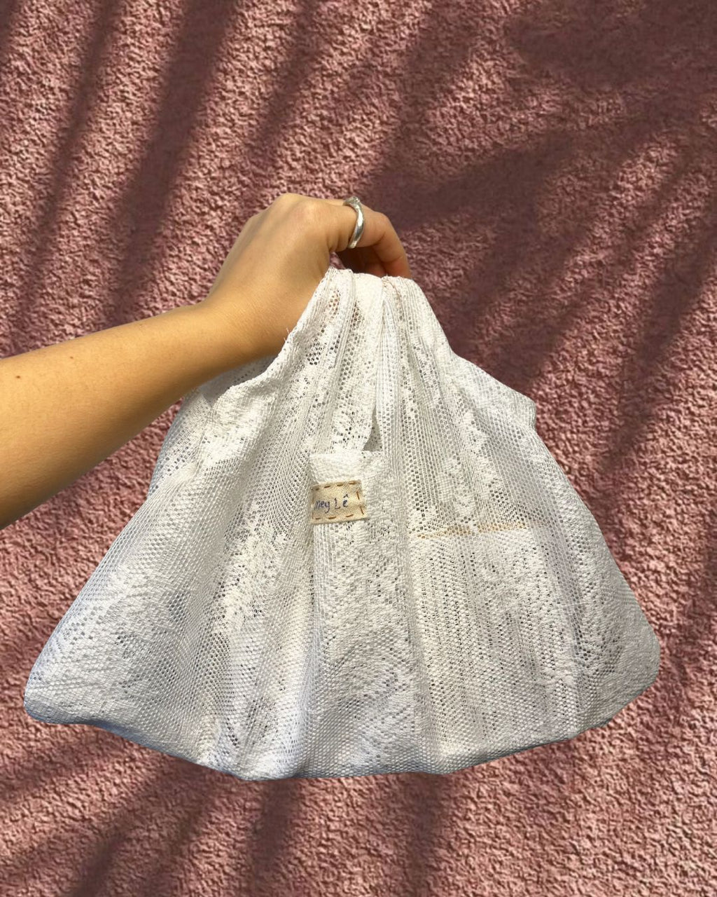 draped handsewn bag