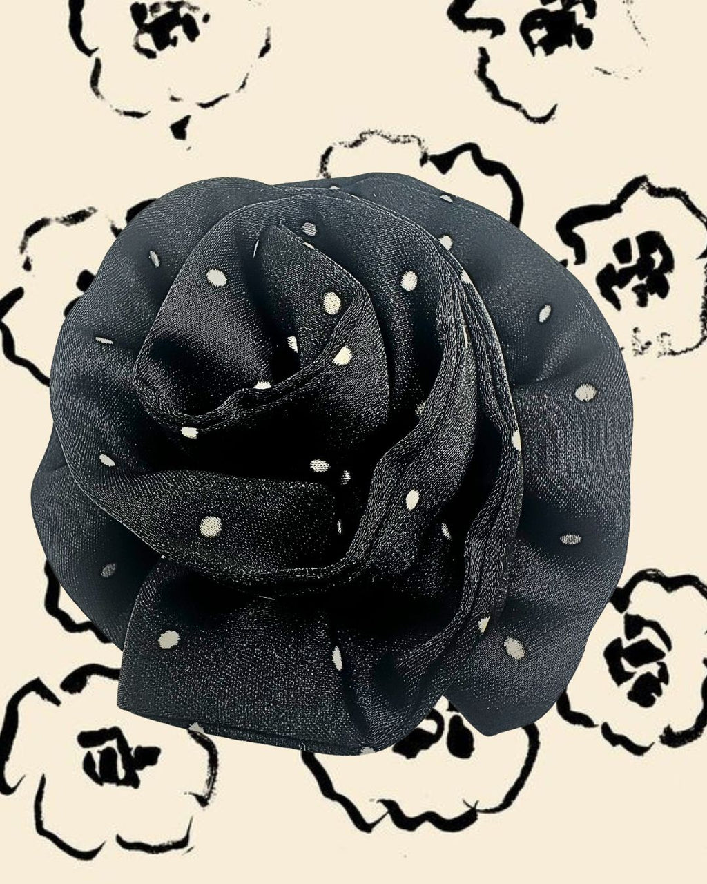 handsewn flower brooch – polkadots