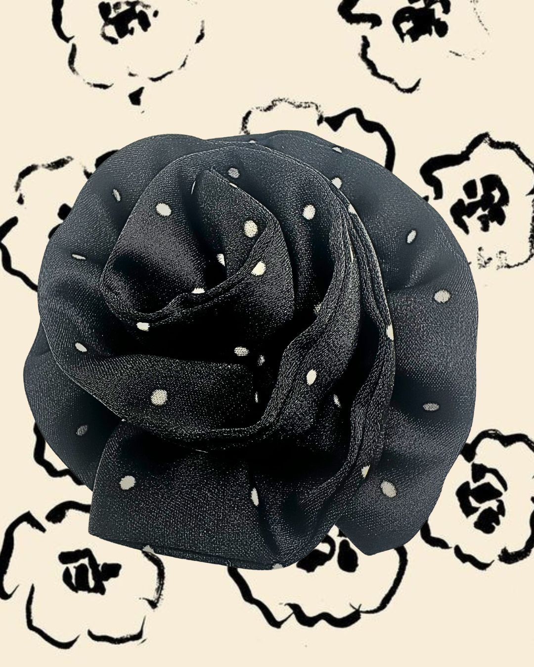 handsewn flower brooch – polkadots
