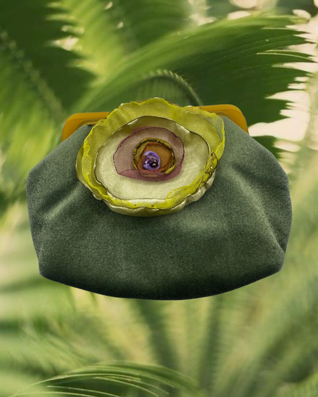 upcycled floral clutch